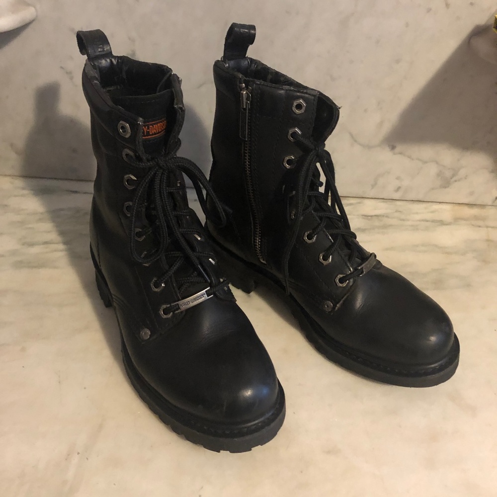 Women's Harley Davidson Boots Black Leather Hi-top Size 8.5